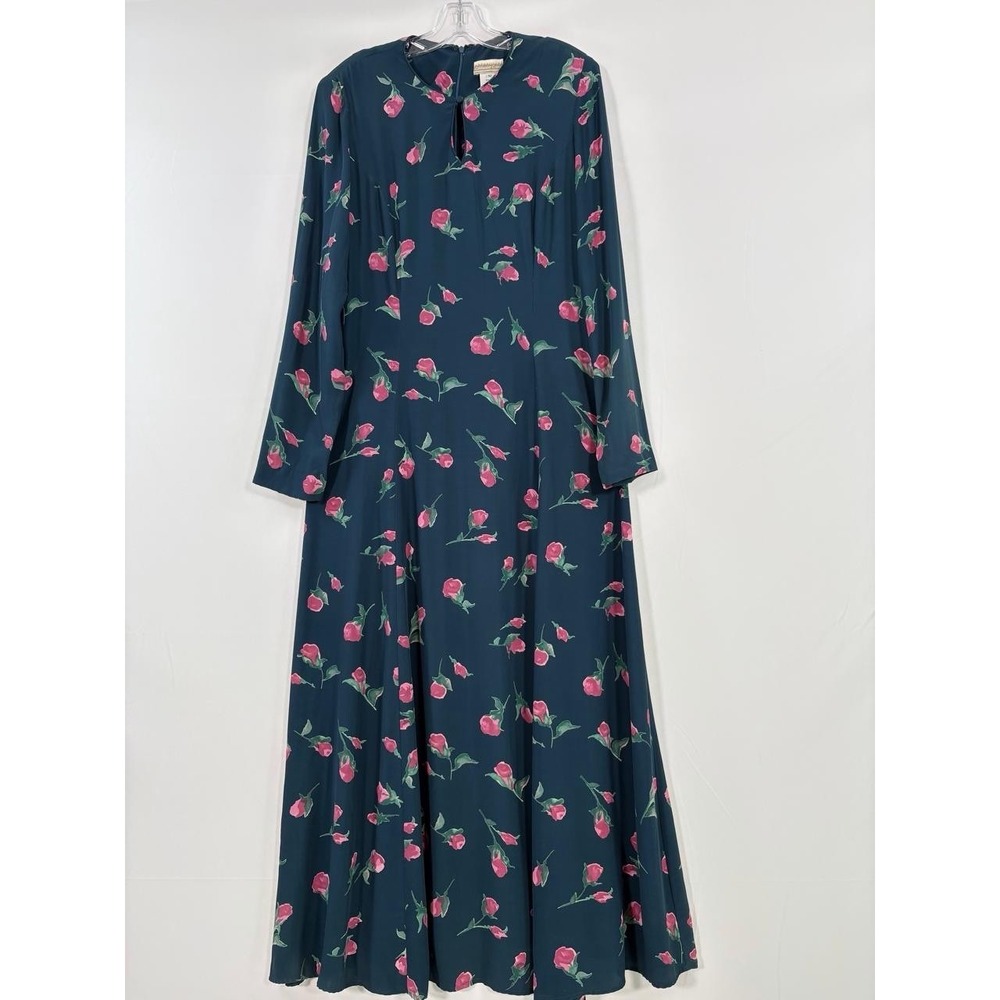Vintage 70s Floral Maxi Dress Cottagecore Boho Garden Party Sz 12